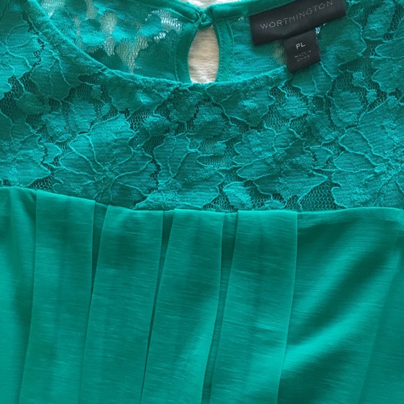 Worthington Lace Tank Green Top PL - Picture 3 of 6
